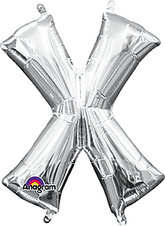Silver Letter "X" Mylar 16 Inch Balloon